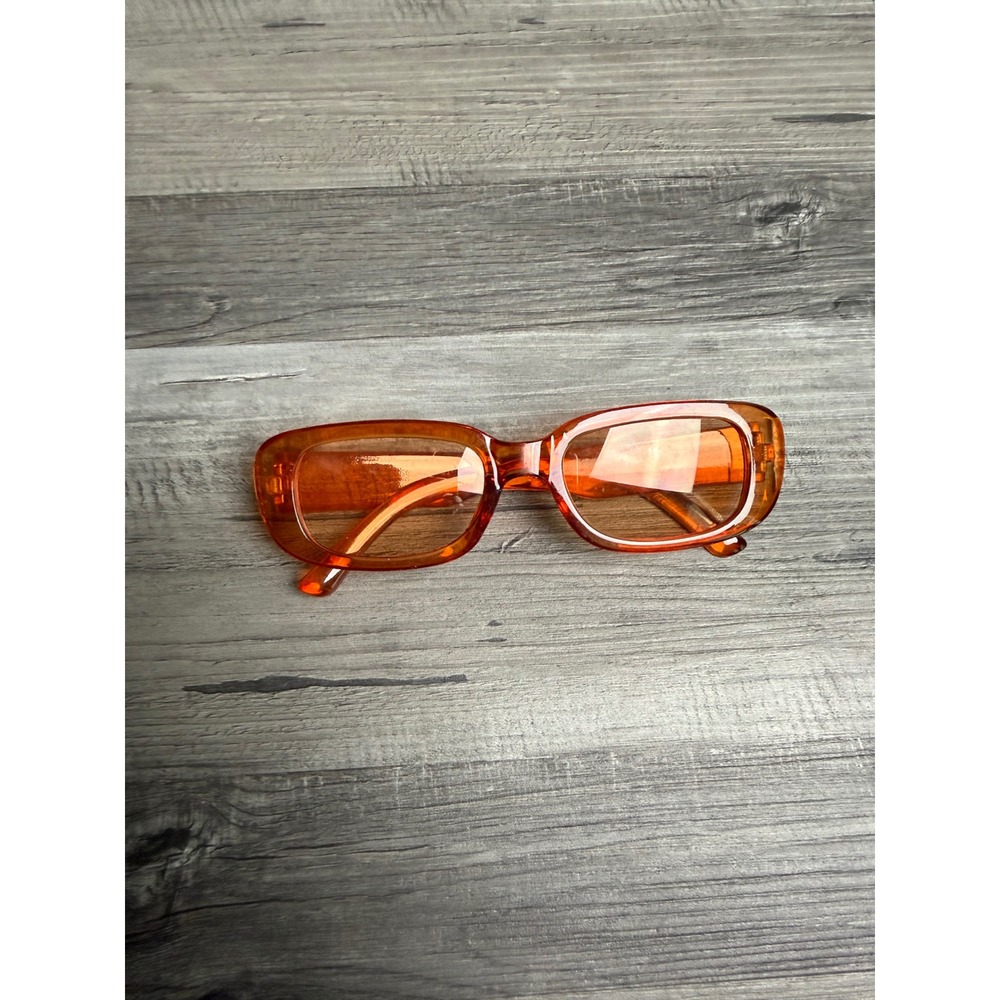 Vintage Style Orange Rectangle Sunglasses Translucent Y2K Retro Slim Shades